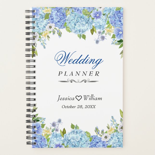 Blue Hydrangea Greenery  Floral Wedding Planner (Front)