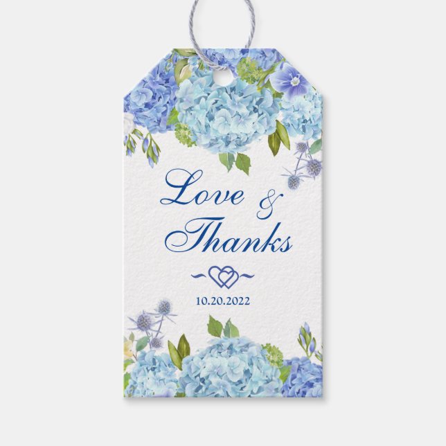 Blue Hydrangea  Greenery Gift Favour Tag Thank You (Front)