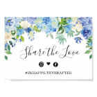 Blue Hydrangea Greenery Wedding Hashtag Sign