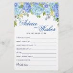 Blue Hydrangea Greenery Wishes & Advice Card<br><div class="desc">Enjoy your bridal shower with these funny games.
Personalise with the bride to be's name and date of shower. 
For further customisation,  please click the "customise further" link. If you need help,  contact me please.</div>