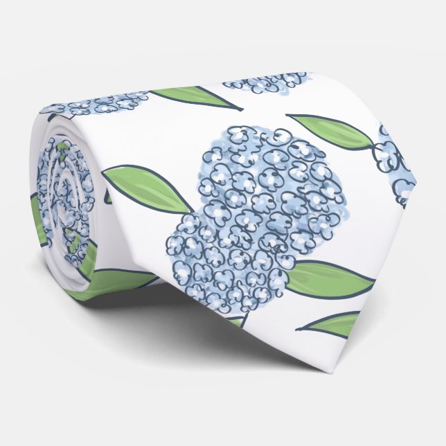 Blue Hydrangea Groomsman Classic Coastal Wedding Tie (Rolled)