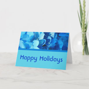 blue hydrangea Happy holidays Holiday Card