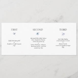 Blue Hydrangea Horizontal Wedding Menu
