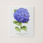 Blue Hydrangea Jigsaw Puzzle<br><div class="desc">A beautiful original painting of a “Blue Heaven” variety of Hydrangea flower from the artists' own garden, done in the style of a vintage botanical watercolor print, but with a modern look - this is not a vintage reproduction! Artellus Artworks features original paintings and designs which are copyrighted and contain...</div>