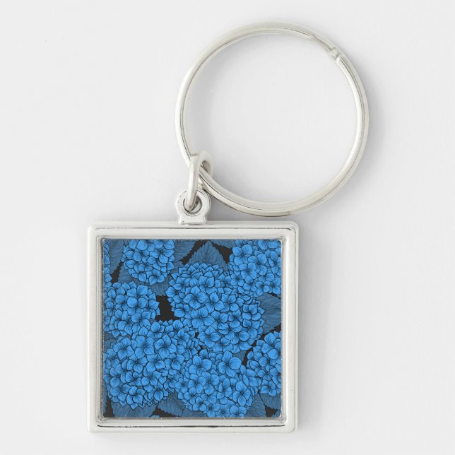 Blue hydrangea key ring (Front)