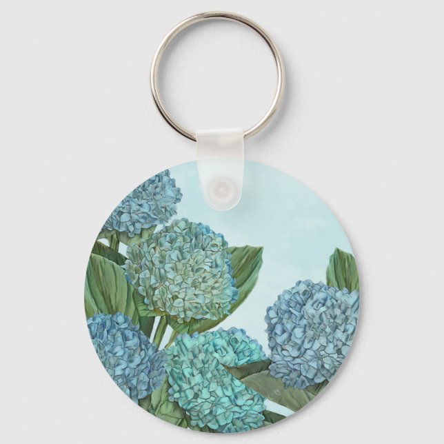 Blue Hydrangea Key Ring (Front)
