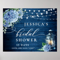 Blue Hydrangea Lantern Wood Boho Bridal Shower