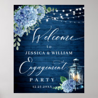 Blue Hydrangea Lantern Wood Boho ENGAGEMENT PARTY