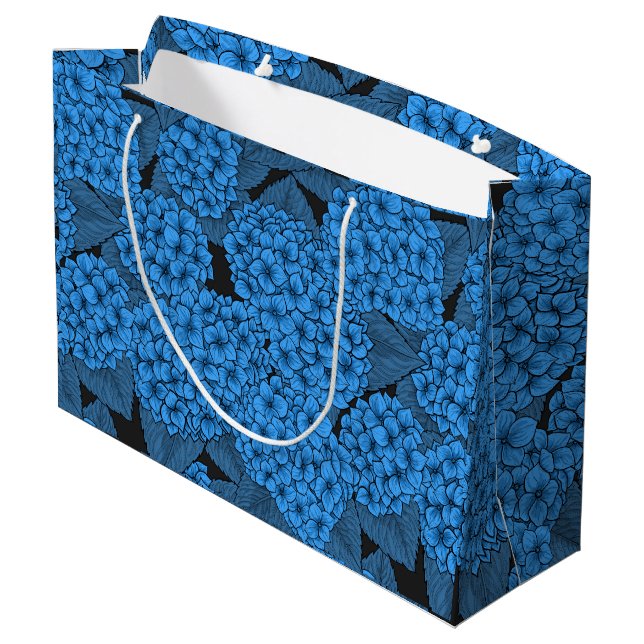 Blue hydrangea large gift bag (Back Angled)