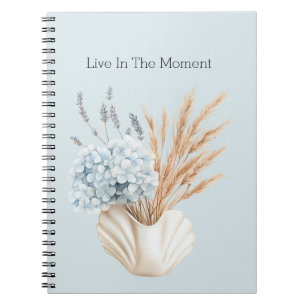 Blue Hydrangea Lavender Flowers in Vase Notebook