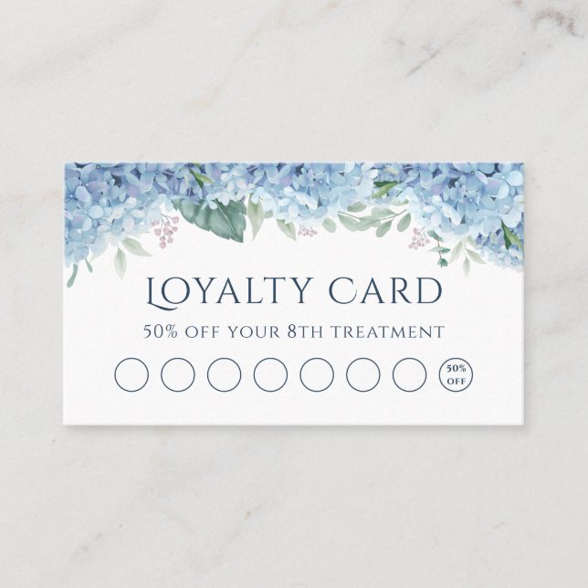Blue Hydrangea loyalty card (Front)