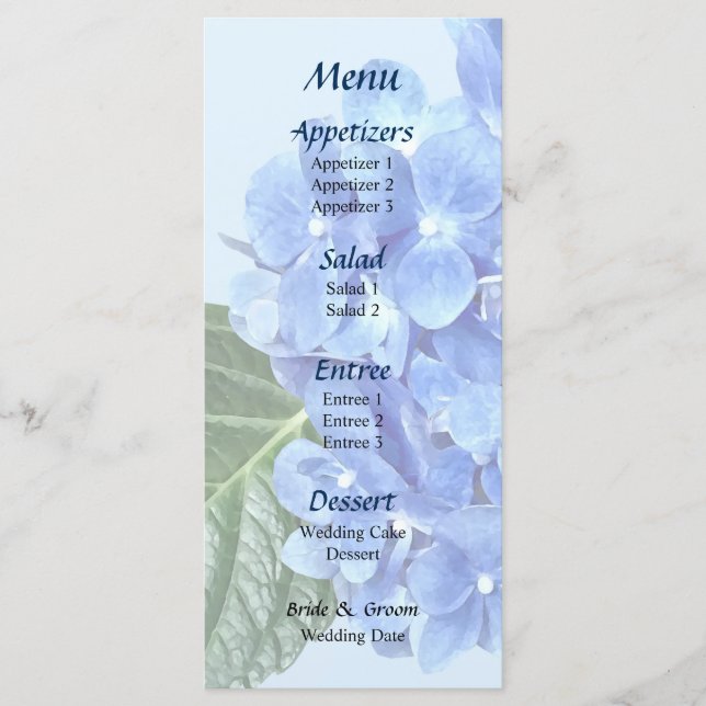 Blue Hydrangea Menu (Front)