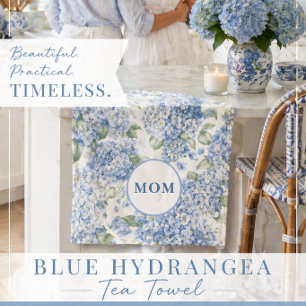 Blue Hydrangea MOM Tea Towel Coastal Gift