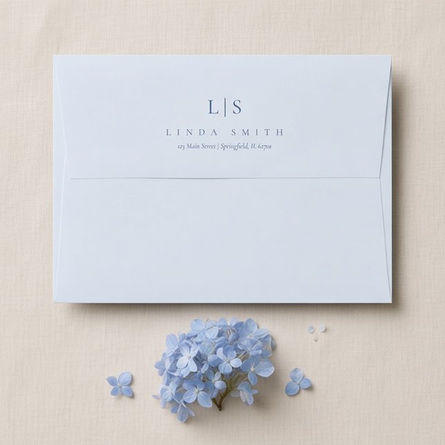 Blue Hydrangea Monogram 50th Birthday Envelope (Creator Uploaded)