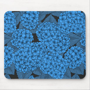 Blue hydrangea mouse pad