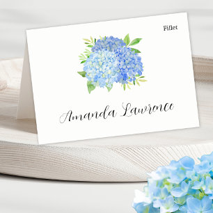Blue Hydrangea Name Meal Option Place Cards