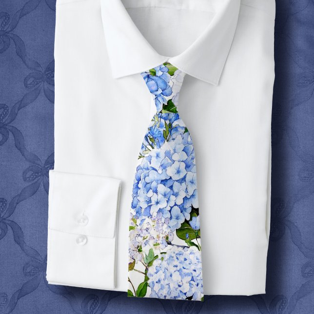 Blue hydrangea neck tie (Creator Uploaded)