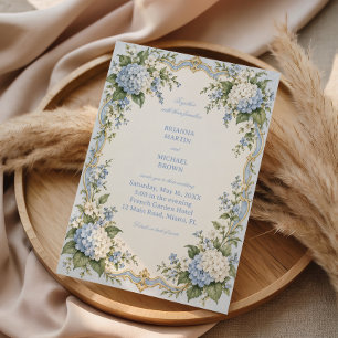 Blue Hydrangea Ornate Garden Sophistication Invitation