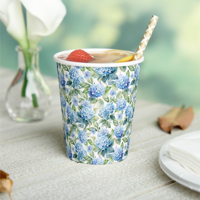 Blue Hydrangea Paper Cups (Insitu)