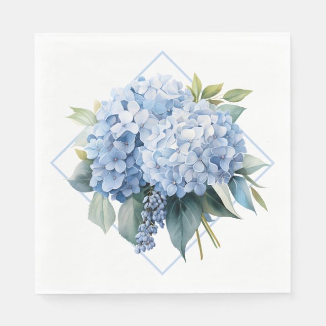 Blue Hydrangea Paper Napkins (Front)