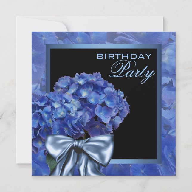 Blue Hydrangea Party Invitation (Front)