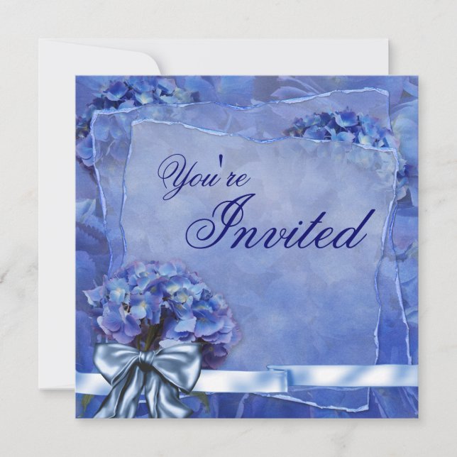 Blue Hydrangea Party Invitation (Front)