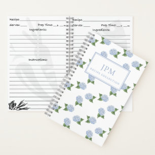 Blue Hydrangea Pattern Small Cookbook-Personalised Notebook