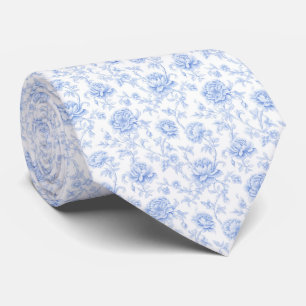 Blue Hydrangea Pattern Watercolor Floral Botanical Tie
