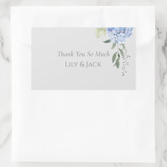 Blue Hydrangea Periwinkle Floral Thank You Sticker (Bag)