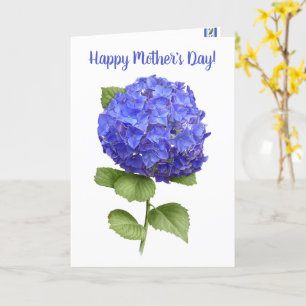Blue Hydrangea Personalised Floral Mother's Day Card