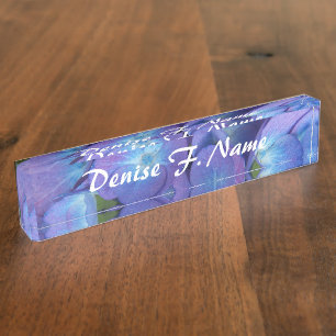 Blue Hydrangea Personalised Floral Nameplate
