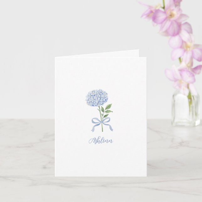 Blue Hydrangea Personalised Note Card (Orchid)
