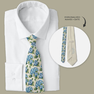 Blue Hydrangea Personalised Watercolor Tie
