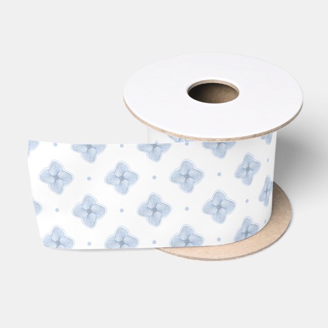 Blue Hydrangea Petal Floral  Satin Ribbon (Spool)