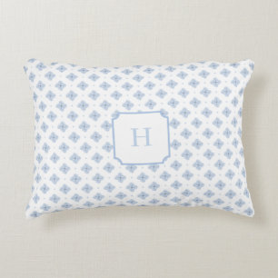Blue Hydrangea Petal Monogram   Decorative Cushion
