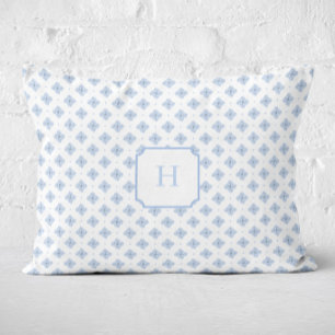 Blue Hydrangea Petal Monogram   Decorative Cushion