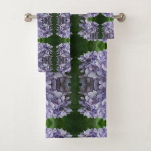 Blue Hydrangea Petals Abstract Floral  Bath Towel Set