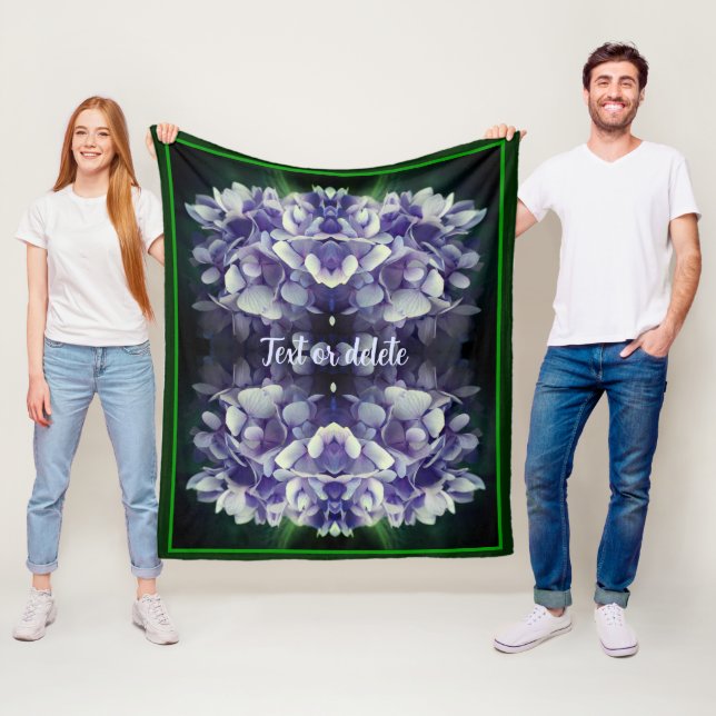 Blue Hydrangea Petals Abstract Personalised Fleece Blanket (In Situ)