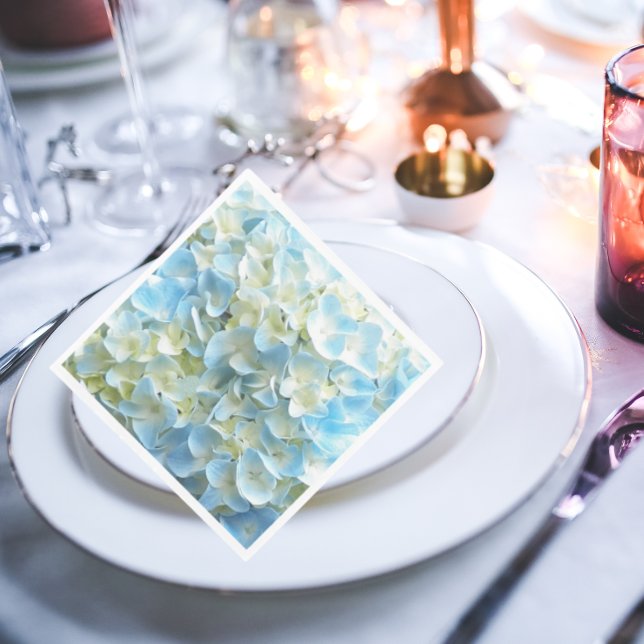 Blue Hydrangea Petals Floral Napkin (In Situ Plate)
