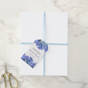 Blue Hydrangea Petals Personalised Bridal Shower Gift Tags