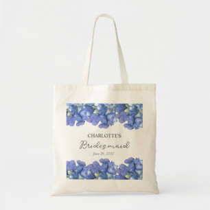 Blue Hydrangea Petals Personalised Bridesmaid Tote Bag