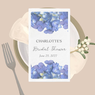 Blue Hydrangea Petals Personalized Bridal Shower Napkin