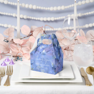 Blue Hydrangea Petals Wedding Personalised Names Favour Box