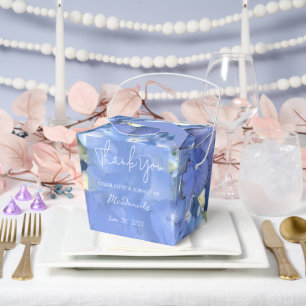 Blue Hydrangea Petals Wedding Personalised Names Favour Box