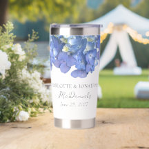 Blue Hydrangea Petals Wedding Personalised Names