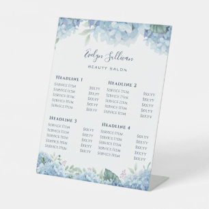 Blue hydrangea Price List Pedestal Sign