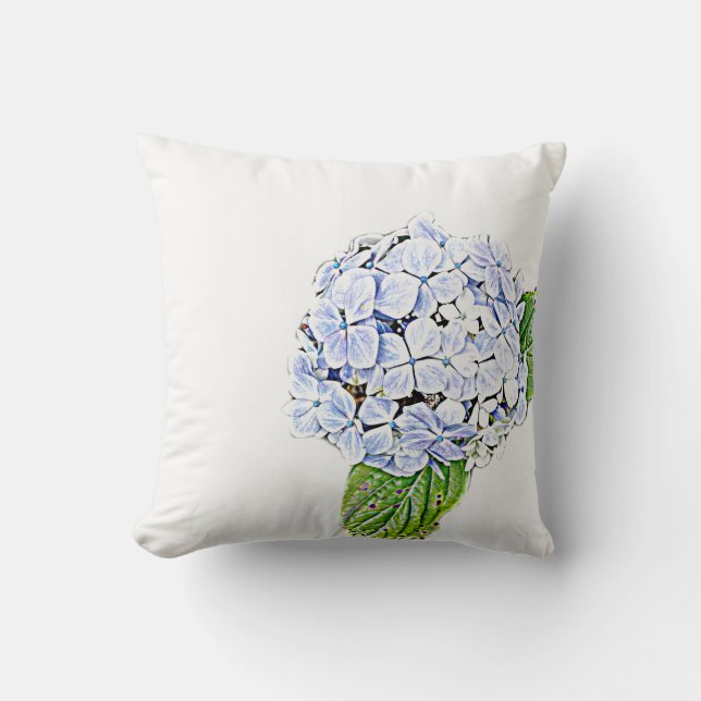 Blue Hydrangea Print Cushion (Front)