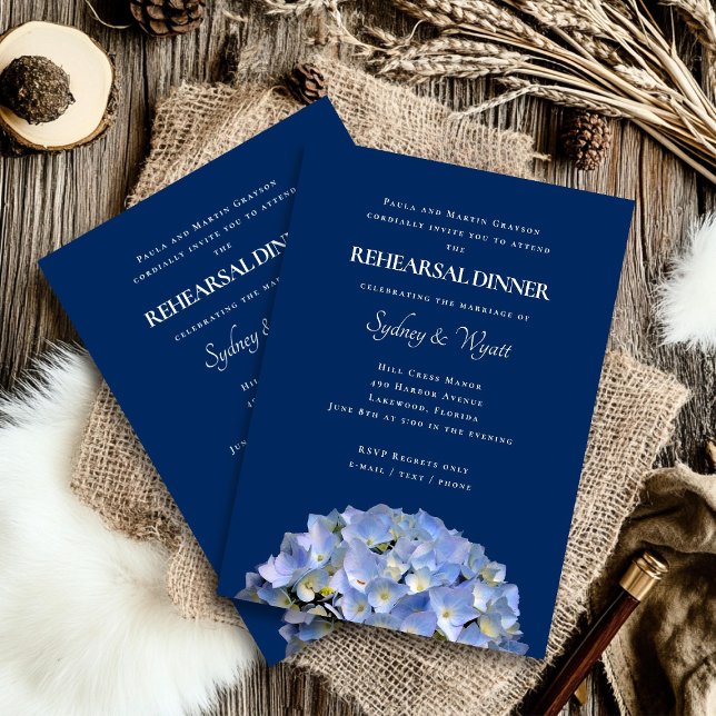 Blue Hydrangea Rehearsal Dinner Host Names Invitation (Creator Uploaded)
