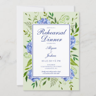 Blue Hydrangea Rehearsal Dinner Invitation