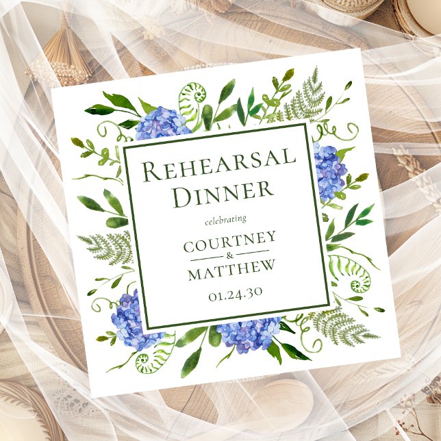 Blue Hydrangea Rehearsal Dinner  Napkin (Creator Uploaded)